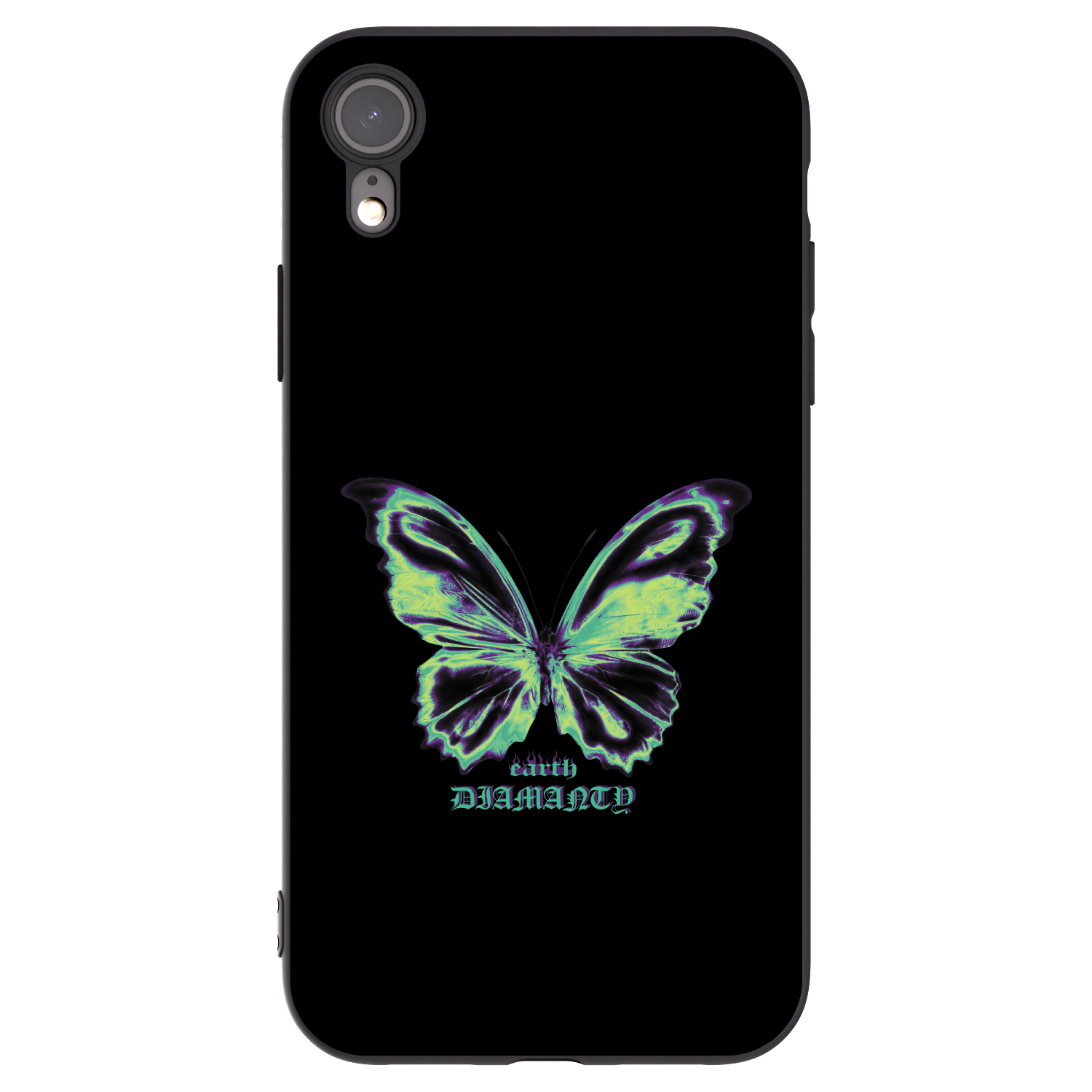 Picasee silikonowe czarne etui na Apple iPhone XR - Diamanty Blue