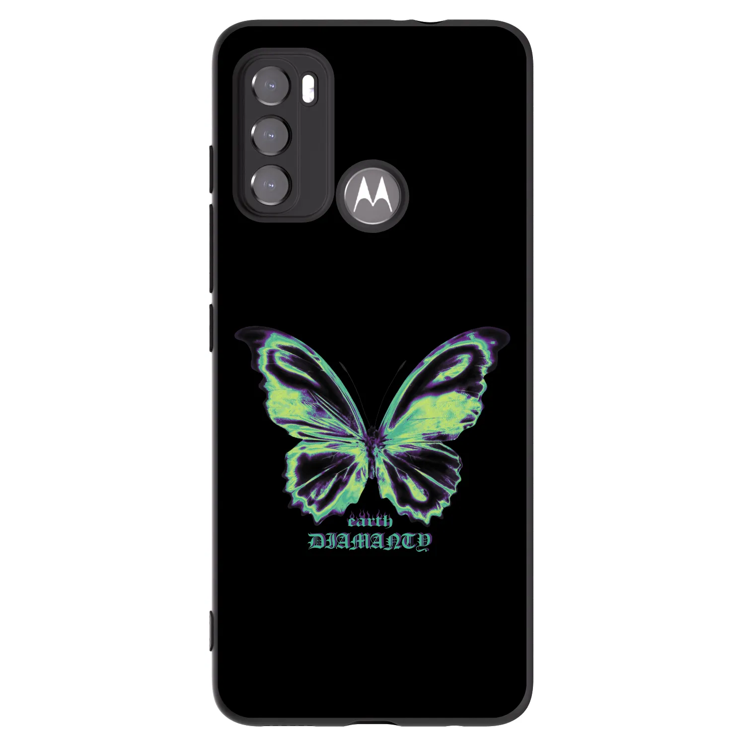 Picasee silikonowe czarne etui na Motorola Moto G60 - Diamanty Blue