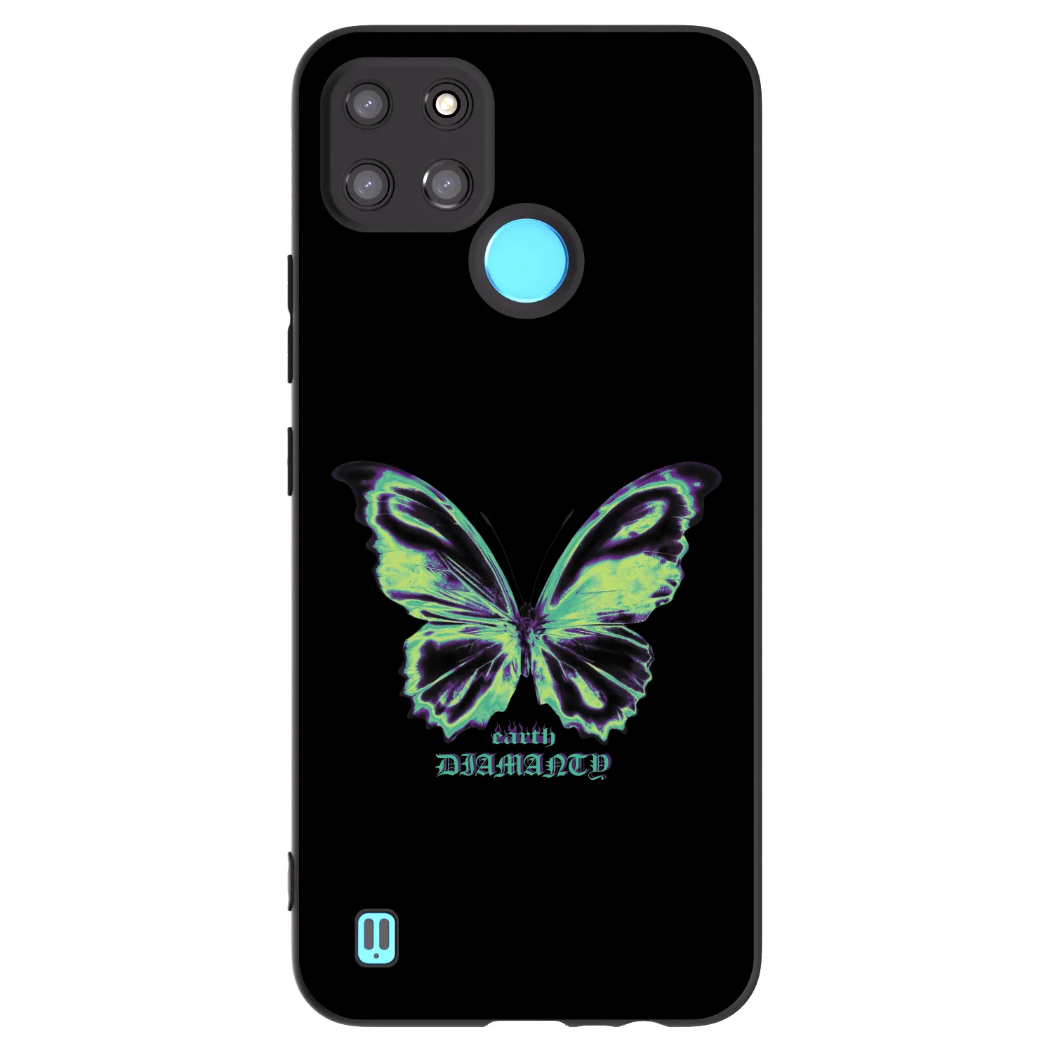 Picasee silikonowe czarne etui na Realme C21Y - Diamanty Blue