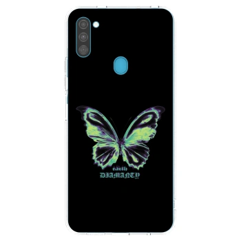 Picasee silikonowe przeźroczyste etui na Samsung Galaxy M11 - Diamanty Blue