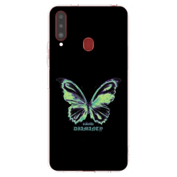 Picasee silikonowe przeźroczyste etui na Samsung Galaxy A20s - Diamanty Blue