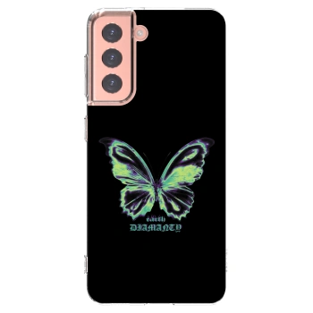 Picasee silikonowe przeźroczyste etui na Samsung Galaxy S21 5G G991B - Diamanty Blue