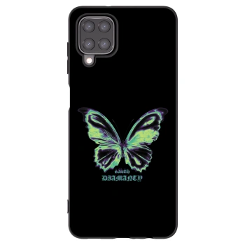 Picasee silikonowe czarne etui na Samsung Galaxy A12 A125F - Diamanty Blue