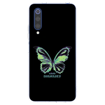 Picasee silikonowe przeźroczyste etui na Xiaomi Mi 9 SE - Diamanty Blue