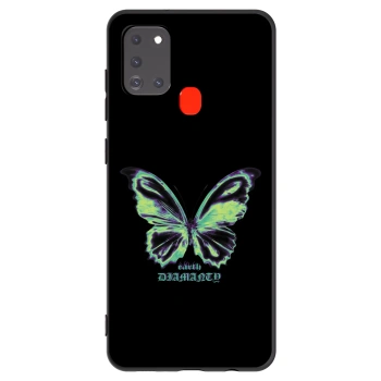 Picasee silikonowe czarne etui na Samsung Galaxy A21s - Diamanty Blue