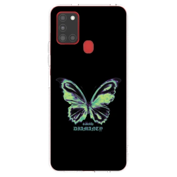 Picasee silikonowe przeźroczyste etui na Samsung Galaxy A21s - Diamanty Blue