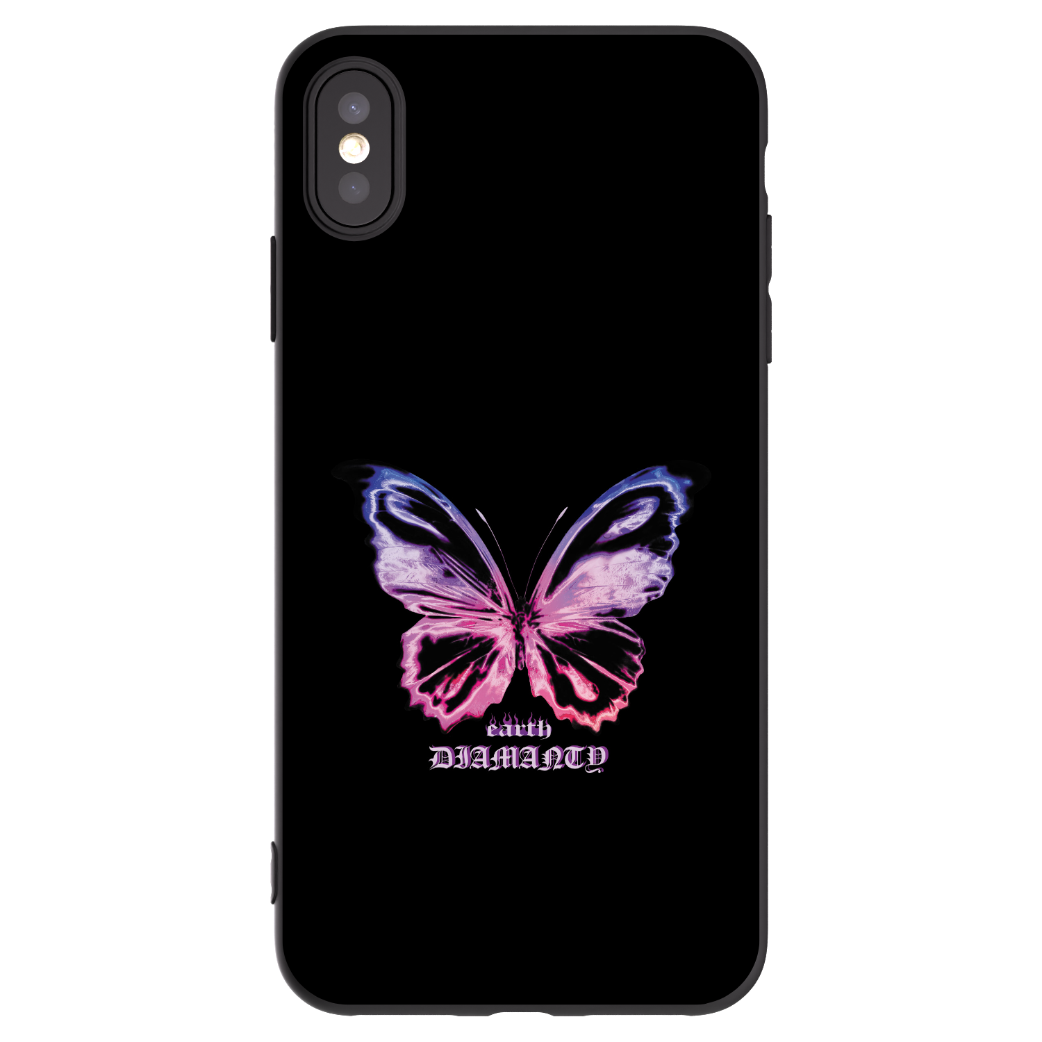 Picasee silikonowe czarne etui na Apple iPhone XS Max - Diamanty Purple