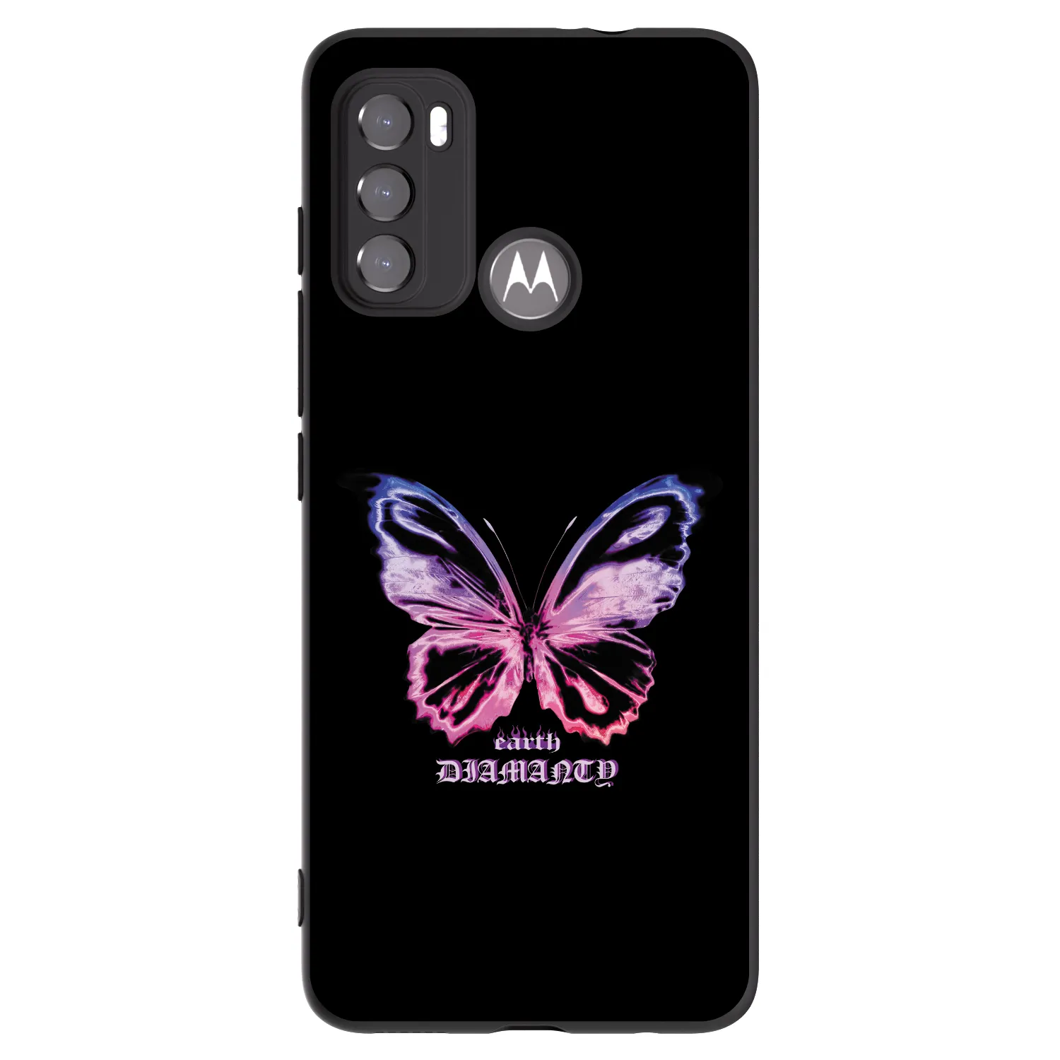 Picasee silikonowe czarne etui na Motorola Moto G60 - Diamanty Purple