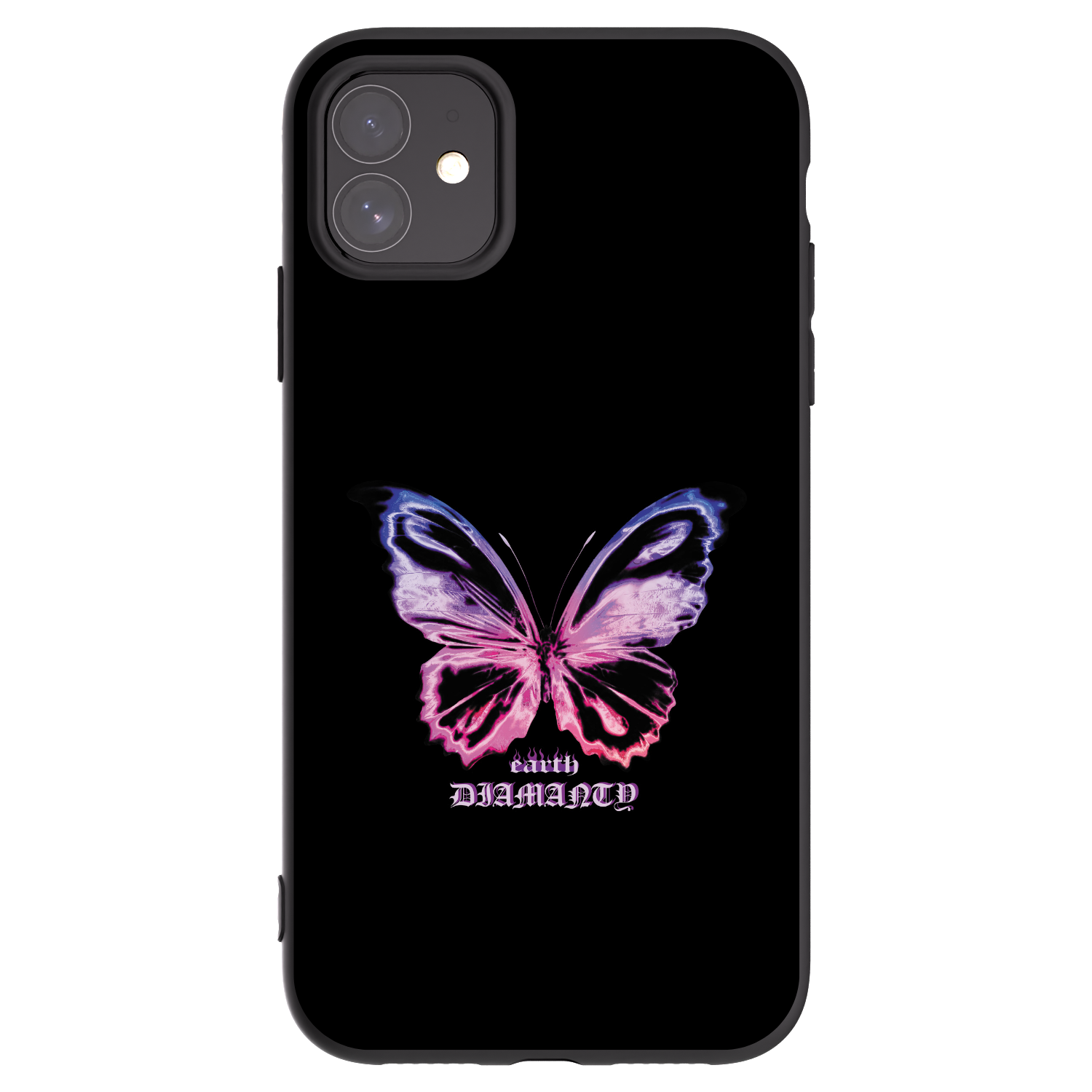 Picasee silikonowe czarne etui na Apple iPhone 11 - Diamanty Purple