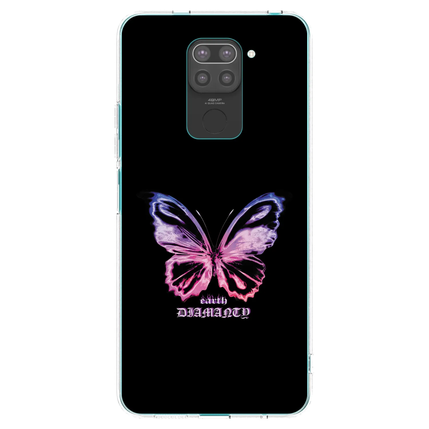 Picasee silikonowe czarne etui na Xiaomi Redmi Note 9 - Diamanty Purple