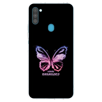 Picasee silikonowe przeźroczyste etui na Samsung Galaxy M11 - Diamanty Purple