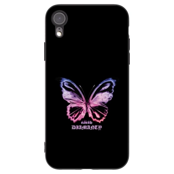 Picasee silikonowe czarne etui na Apple iPhone XR - Diamanty Purple