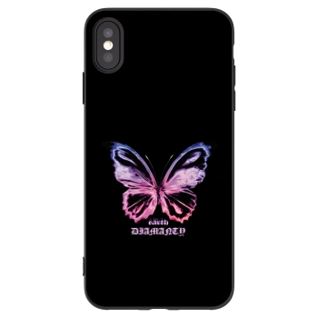 Picasee silikonowe czarne etui na Apple iPhone XS Max - Diamanty Purple