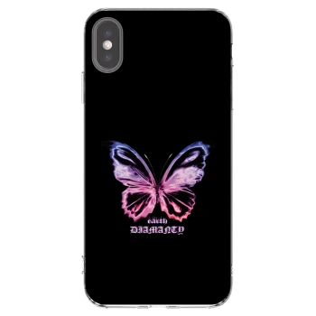 Picasee silikonowe przeźroczyste etui na Apple iPhone XS Max - Diamanty Purple