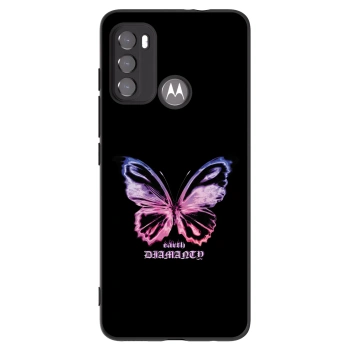 Picasee silikonowe czarne etui na Motorola Moto G60 - Diamanty Purple