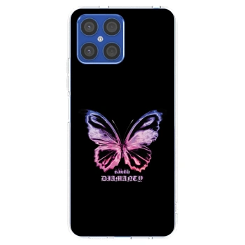 Picasee silikonowe przeźroczyste etui na Honor X8 4G - Diamanty Purple
