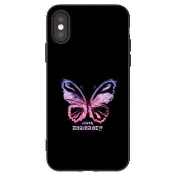 Picasee silikonowe czarne etui na Apple iPhone X/XS - Diamanty Purple