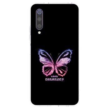 Picasee silikonowe przeźroczyste etui na Xiaomi Mi 9 - Diamanty Purple