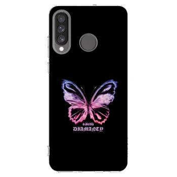 Picasee silikonowe przeźroczyste etui na Huawei P30 Lite - Diamanty Purple