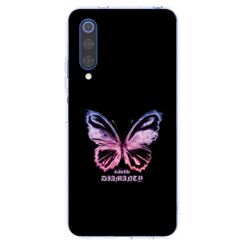 Picasee silikonowe przeźroczyste etui na Xiaomi Mi 9 SE - Diamanty Purple