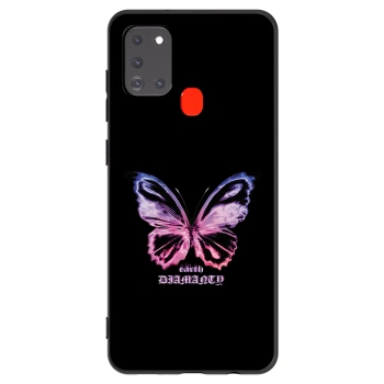 Picasee silikonowe czarne etui na Samsung Galaxy A21s - Diamanty Purple