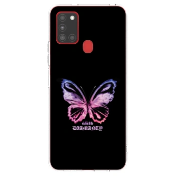 Picasee silikonowe przeźroczyste etui na Samsung Galaxy A21s - Diamanty Purple
