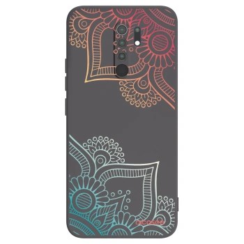 Picasee silikonowe czarne etui na Xiaomi Redmi 9 - Flowers pattern