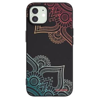 Picasee silikonowe czarne etui na Apple iPhone 12 - Flowers pattern