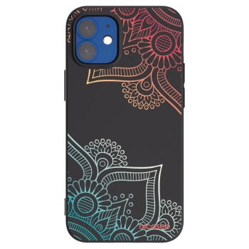 Picasee silikonowe czarne etui na Apple iPhone 12 mini - Flowers pattern