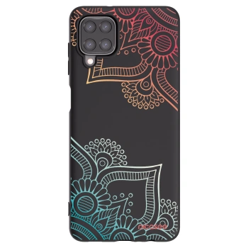 Picasee silikonowe czarne etui na Samsung Galaxy A12 A125F - Flowers pattern