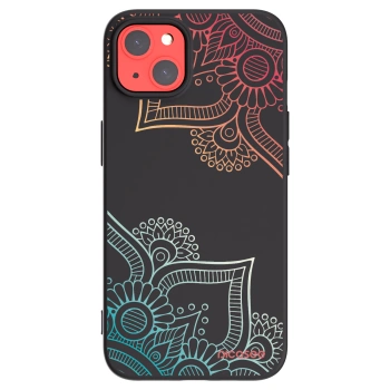 Picasee silikonowe czarne etui na Apple iPhone 13 - Flowers pattern