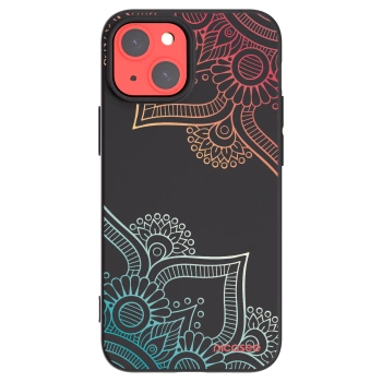 Picasee silikonowe czarne etui na Apple iPhone 13 mini - Flowers pattern