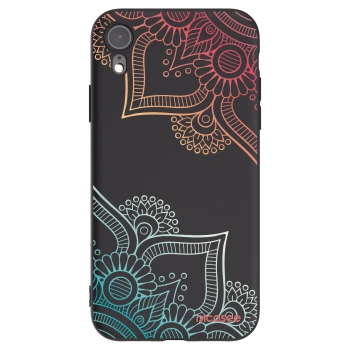 Picasee silikonowe czarne etui na Apple iPhone XR - Flowers pattern
