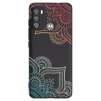 Picasee silikonowe czarne etui na Motorola Moto G60 - Flowers pattern