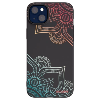 Picasee silikonowe czarne etui na Apple iPhone 14 Plus - Flowers pattern