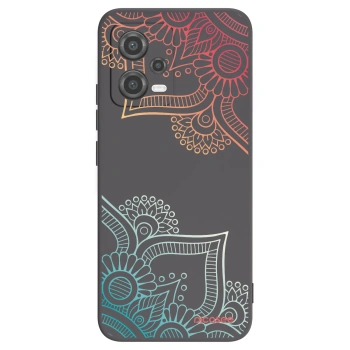 Picasee silikonowe czarne etui na Xiaomi Poco X5 - Flowers pattern