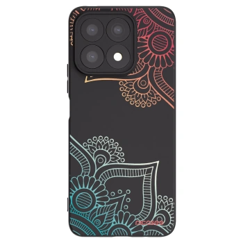 Picasee silikonowe czarne etui na Honor X8a - Flowers pattern