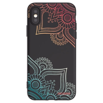 Picasee silikonowe czarne etui na Apple iPhone X/XS - Flowers pattern