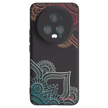 Picasee silikonowe czarne etui na Honor Magic5 Pro - Flowers pattern