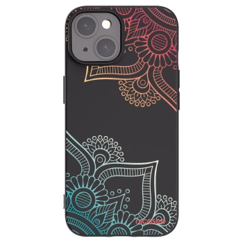 Picasee silikonowe czarne etui na Apple iPhone 15 - Flowers pattern