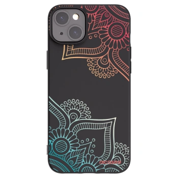 Picasee silikonowe czarne etui na Apple iPhone 15 Plus - Flowers pattern