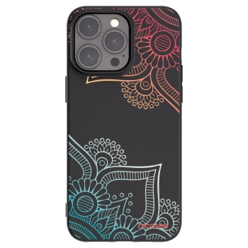 Picasee silikonowe czarne etui na Apple iPhone 15 Pro Max - Flowers pattern