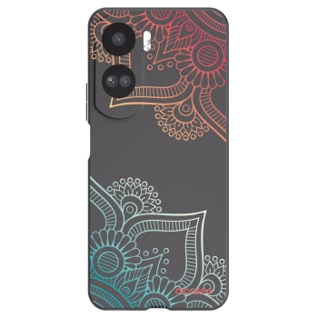 Picasee silikonowe czarne etui na Honor 90 Lite 5G - Flowers pattern