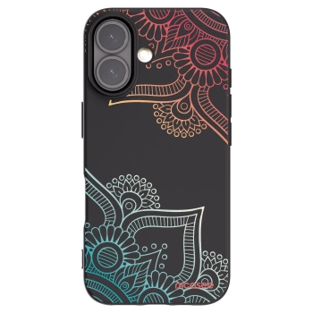 Picasee silikonowe czarne etui na Apple iPhone 16 - Flowers pattern