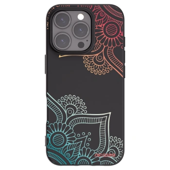 Picasee silikonowe czarne etui na Apple iPhone 16 Pro - Flowers pattern