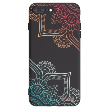 Picasee silikonowe czarne etui na Apple iPhone 8 Plus - Flowers pattern