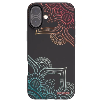Picasee silikonowe czarne etui na Apple iPhone 16 Plus - Flowers pattern
