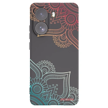 Picasee silikonowe czarne etui na Xiaomi Poco X7 - Flowers pattern