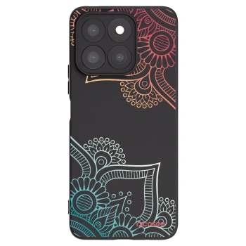 Picasee silikonowe czarne etui na Honor X8c - Flowers pattern