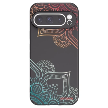 Picasee silikonowe czarne etui na Google Pixel 9 Pro - Flowers pattern